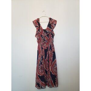 Tiana B Women's 16 Boho Midi Dress Sleeveless Round Neck Multicolor Paisley